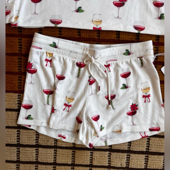 P.J. Salvage Wine Print Pajama Set - shorts + long sleeve top - Picture 4 of 7